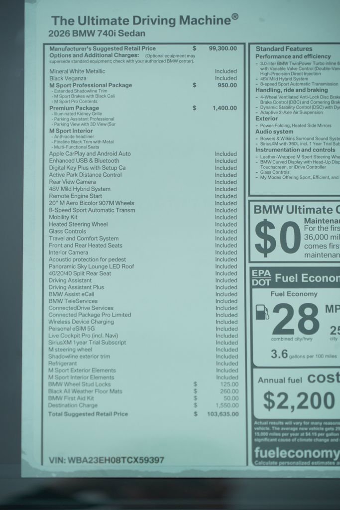 New 2026 BMW 740i w/ Premium Package RWD image 8