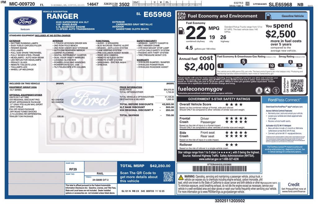Used 2025 Ford Ranger XLT w/ FX4 Off-Road Package AWD/4WD image 5