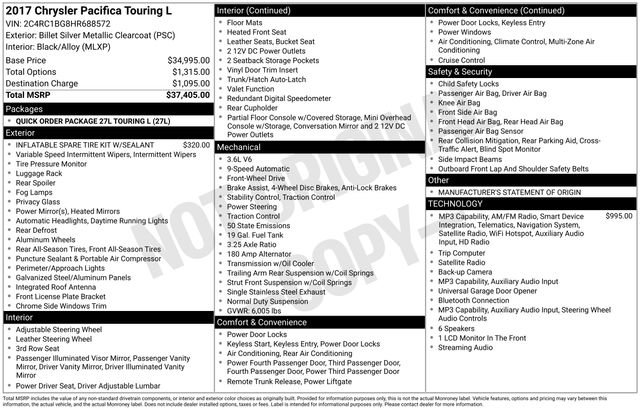 Used 2017 Chrysler Pacifica Touring-L FWD image 17