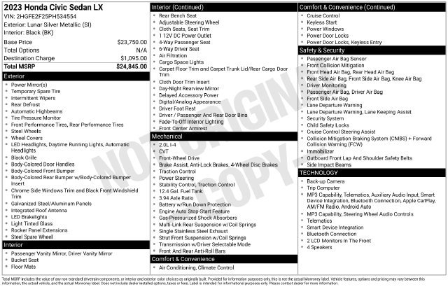 Used 2023 Honda Civic LX image 32