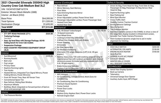 Used 2021 Chevrolet Silverado 3500 High Country w/ Z71 Off-Road Package image 19