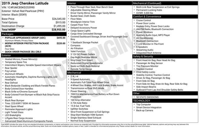 Used 2019 Jeep Cherokee Latitude w/ Popular Appearance Group image 33