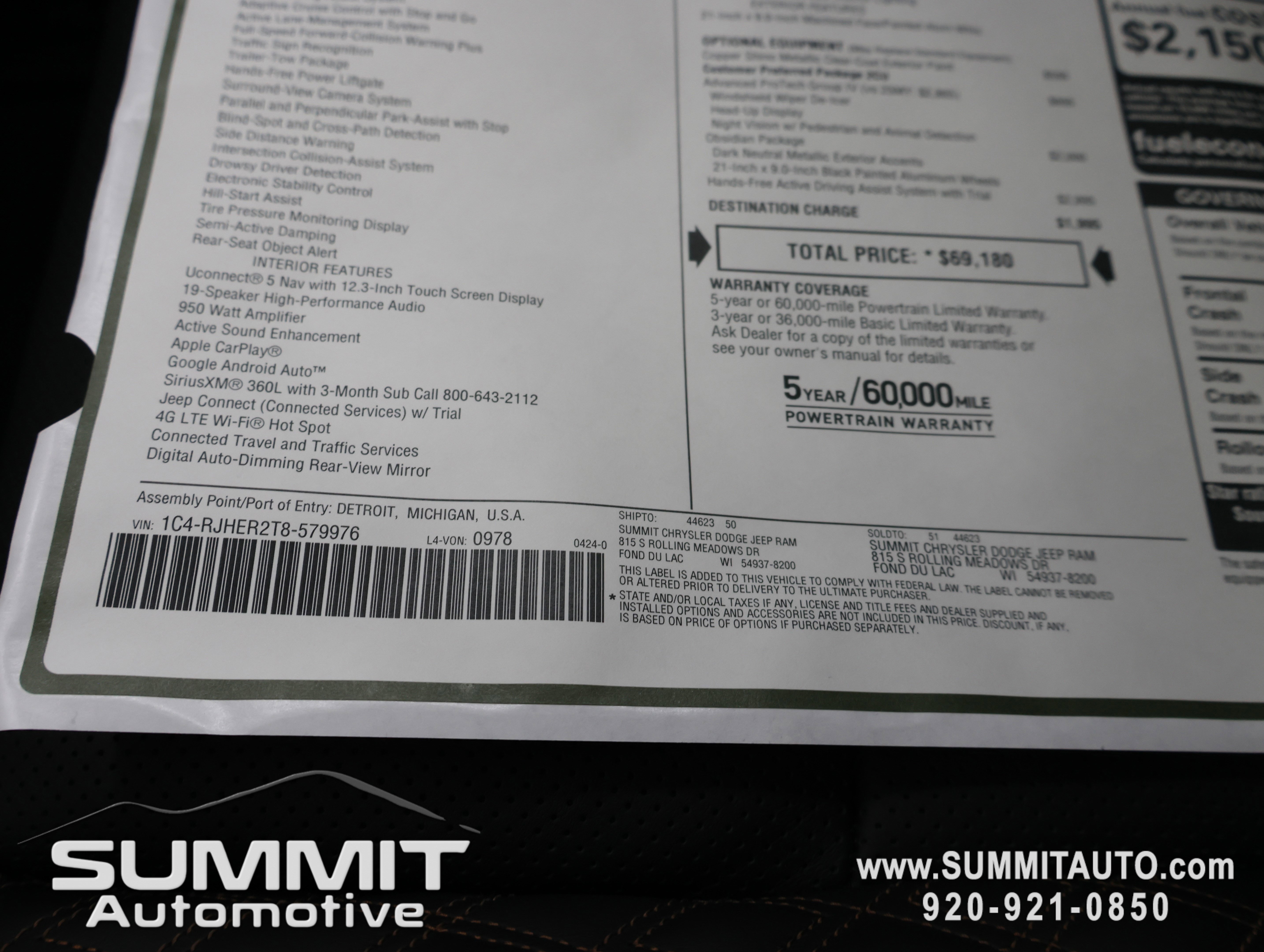 New 2026 Jeep Grand Cherokee Summit AWD/4WD image 73