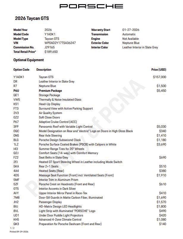 Certified 2026 Porsche Taycan GTS AWD/4WD image 6