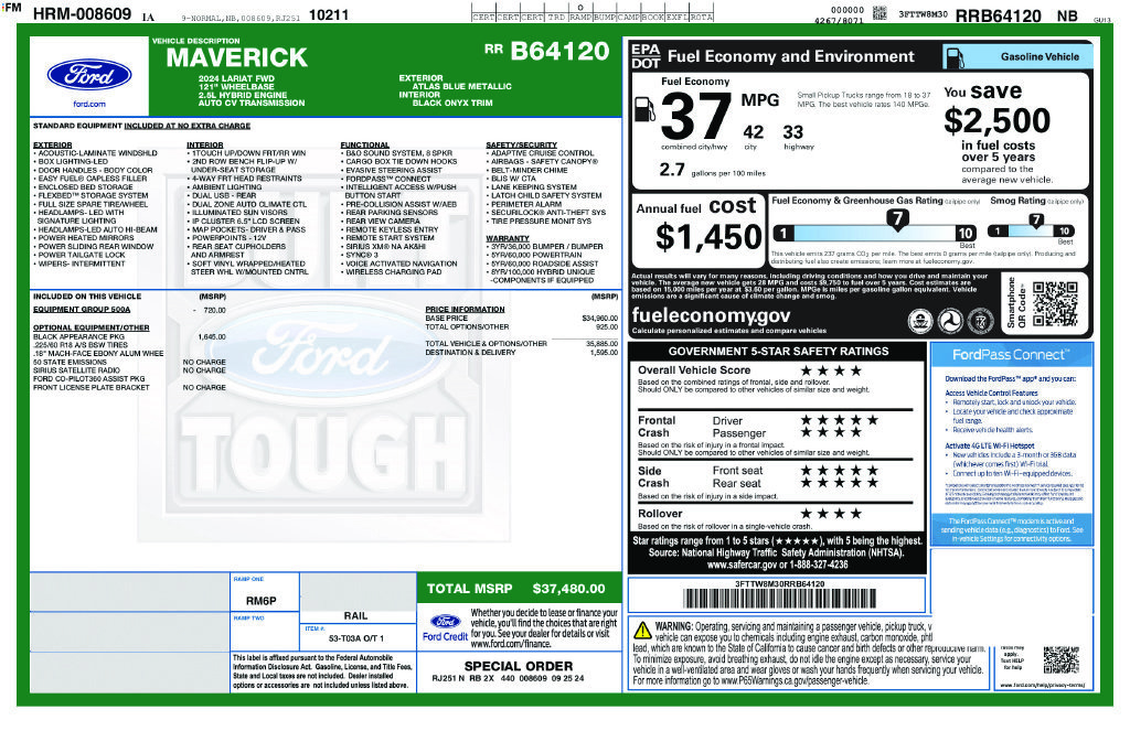 Certified 2024 Ford Maverick Lariat w/ Black Appearance Package FWD image 21