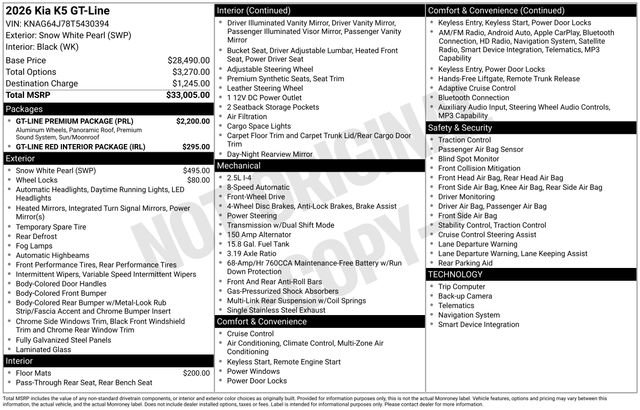 Used 2026 Kia K5 GT-Line w/ GT-Line Premium Package FWD image 2