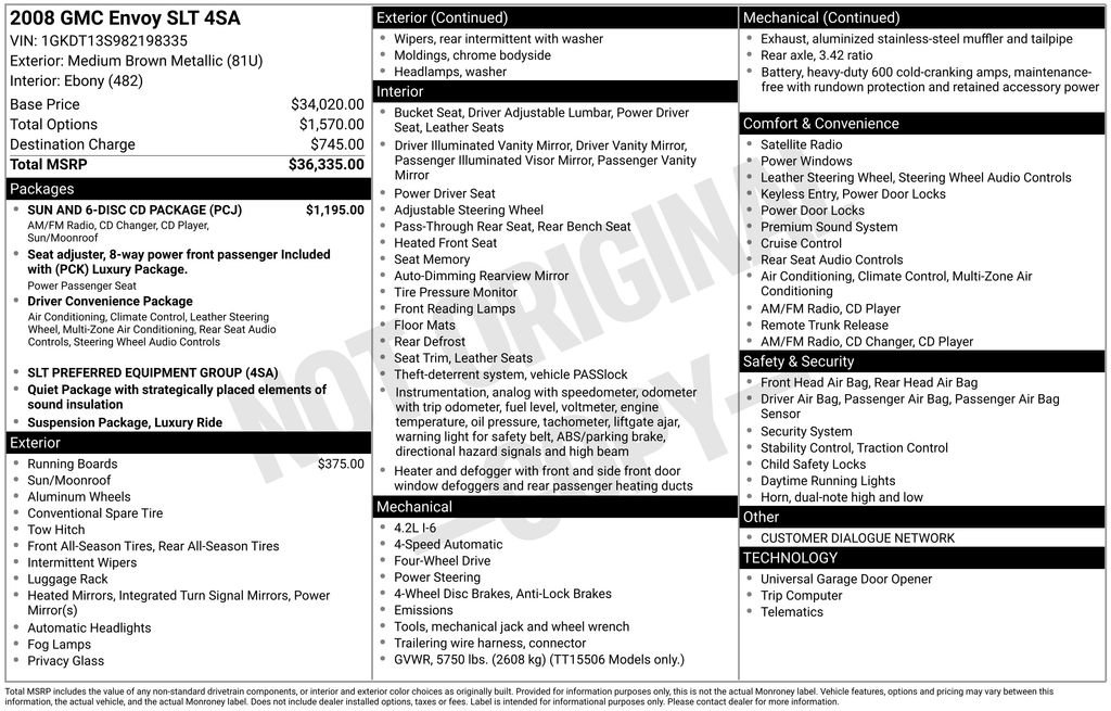 Used 2008 GMC Envoy SLT w/ Sun And 6-Disc Cd Package AWD/4WD image 2