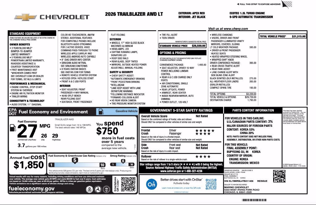 New 2026 Chevrolet TrailBlazer LT w/ Convenience Package AWD/4WD image 2
