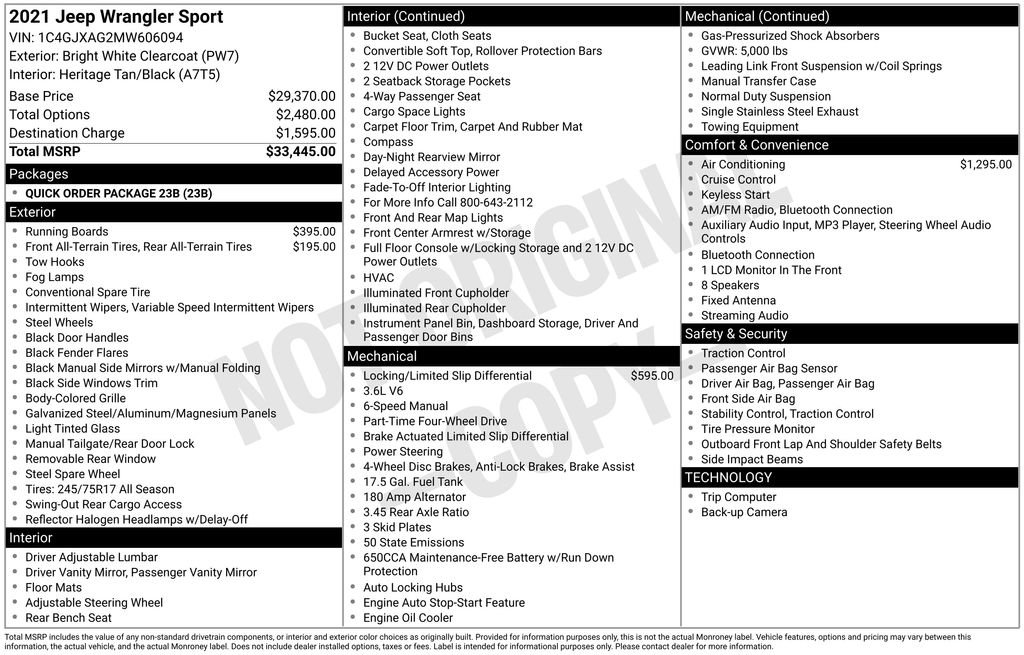 Used 2021 Jeep Wrangler Sport image 5