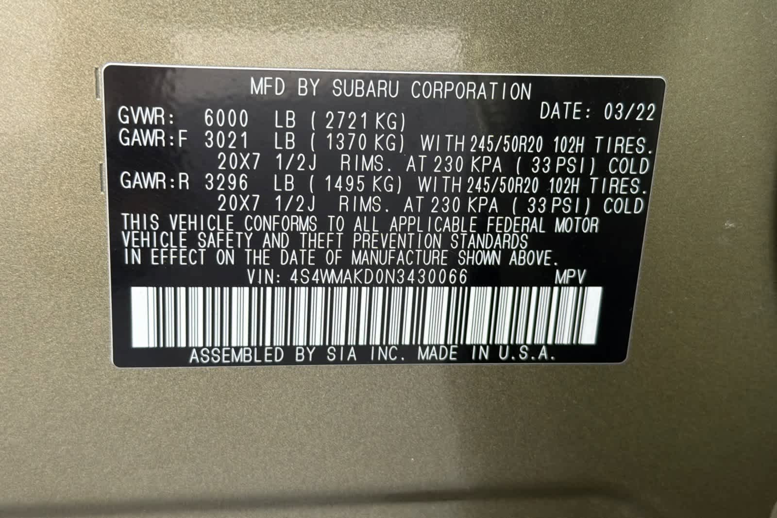 Used 2022 Subaru Ascent Limited w/ Popular Package #2A AWD/4WD image 30