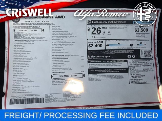New 2026 Alfa Romeo Giulia AWD w/ Driving Assist Package image 49