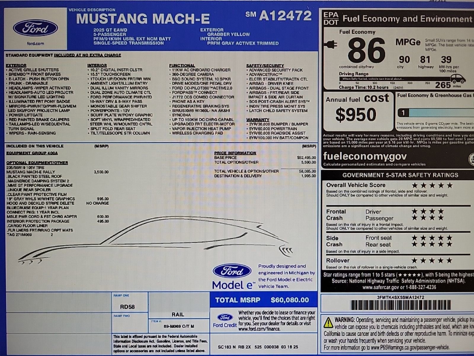 Used 2025 Ford Mustang Mach-E GT w/ Interior Protection Package image 10