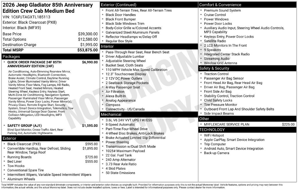 New 2026 Jeep Gladiator Sport AWD/4WD image 7
