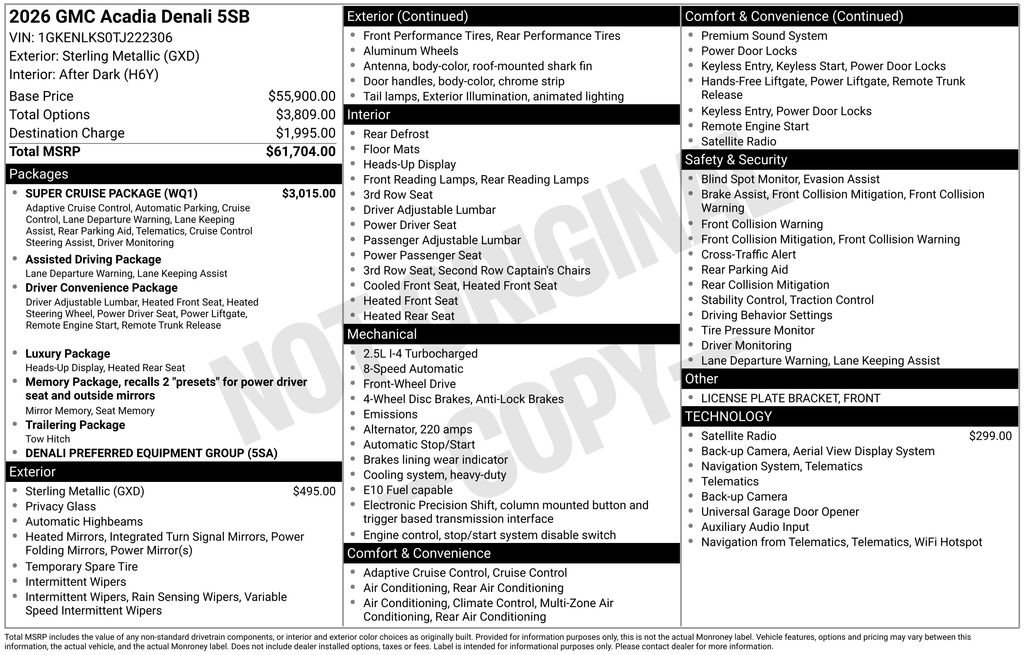 New 2026 GMC Acadia Denali w/ Super Cruise Package FWD image 40