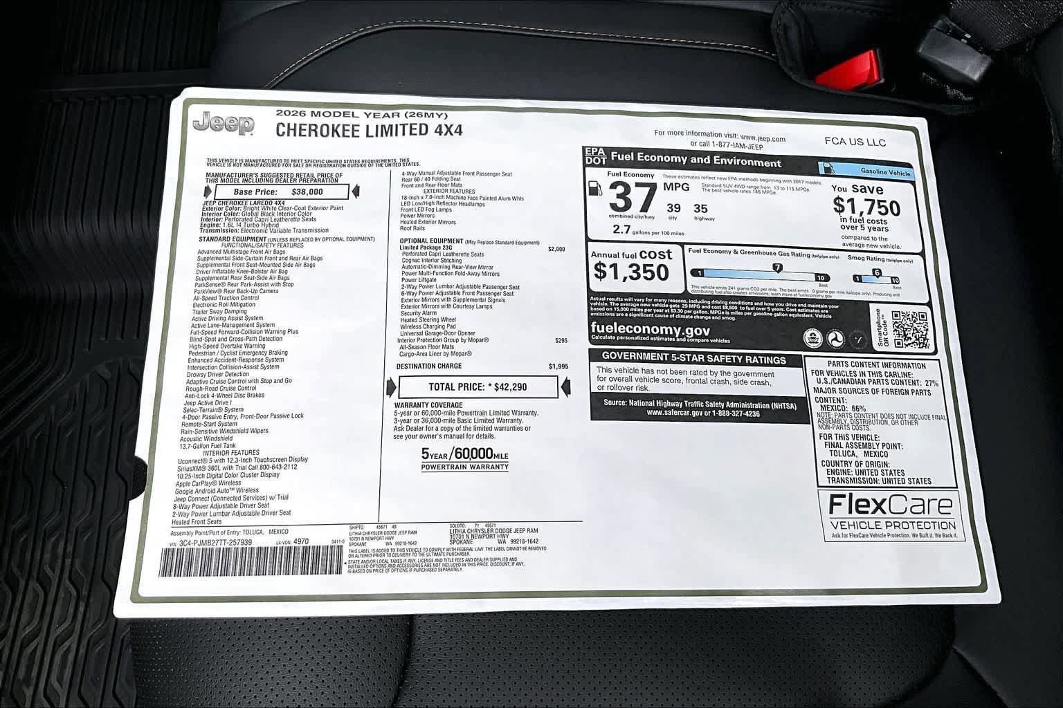New 2026 Jeep Cherokee Limited AWD/4WD image 23