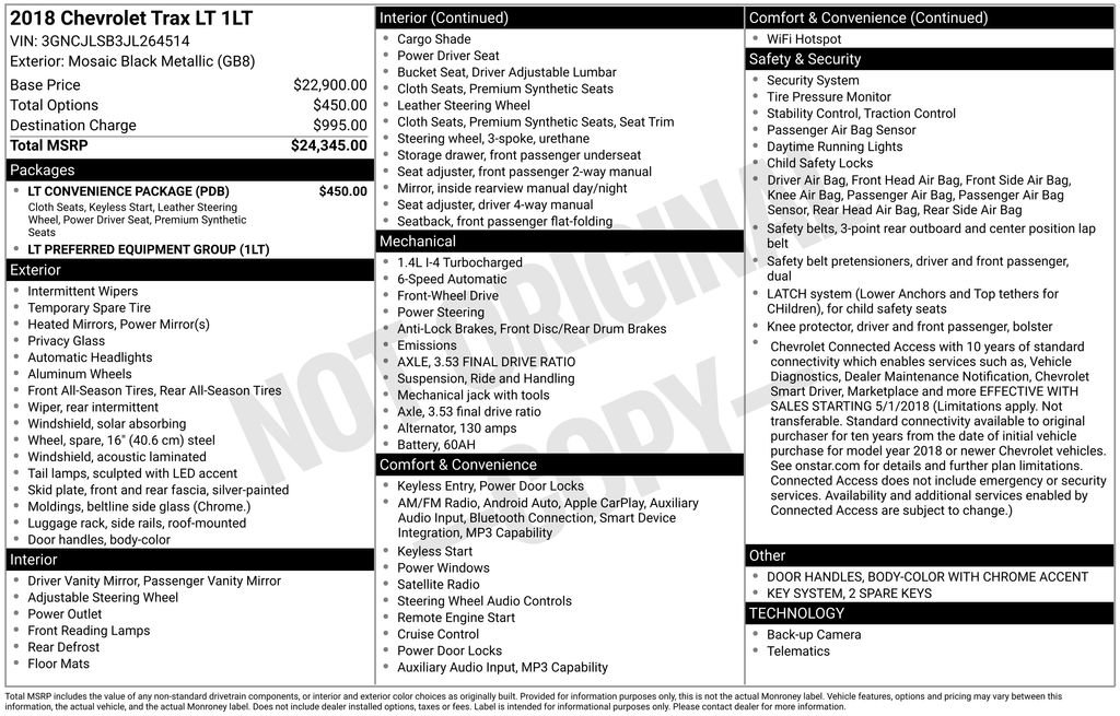 Certified 2018 Chevrolet Trax LT w/ LT Convenience Package FWD image 34
