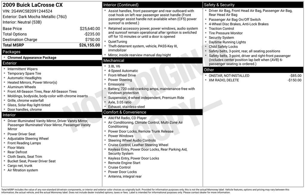 Used 2009 Buick LaCrosse CX FWD image 12