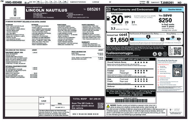 New 2026 Lincoln Nautilus Premier w/ Equipment Group 102A AWD/4WD image 26