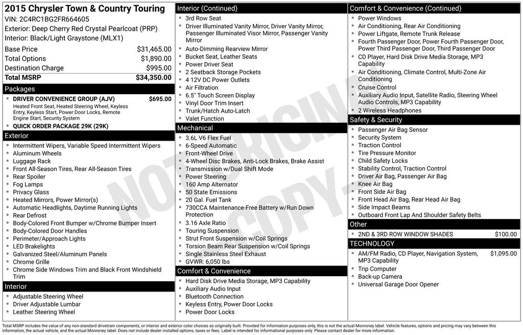 Used 2015 Chrysler Town & Country Touring w/ Driver Convenience Group FWD image 2