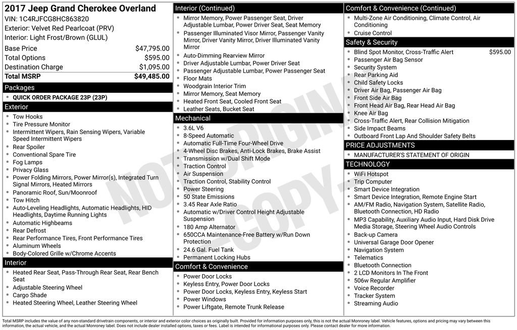 Used 2017 Jeep Grand Cherokee Overland AWD/4WD image 30