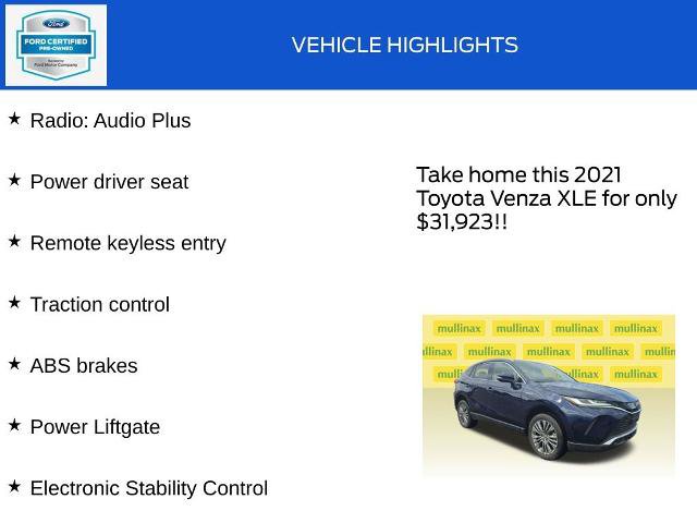 Used 2021 Toyota Venza XLE w/ Carpet Mat Package (TMS) AWD/4WD image 18