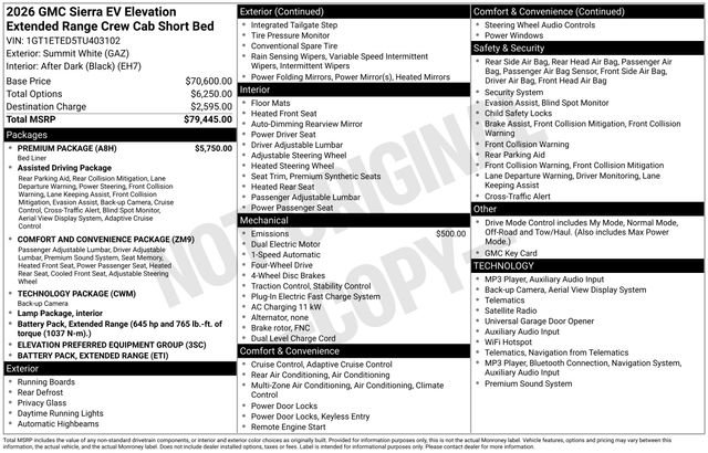 Used 2026 GMC Sierra EV Elevation w/ Premium Package AWD/4WD image 20