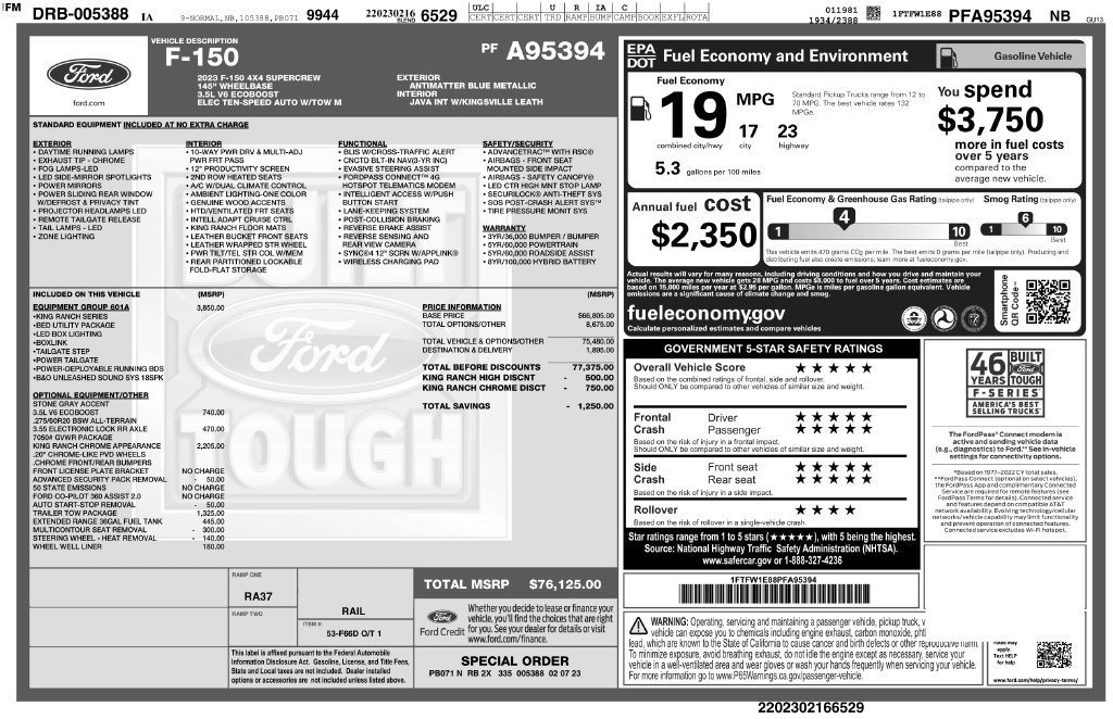 Certified 2023 Ford F150 King Ranch w/ Equipment Group 601A High AWD/4WD image 3