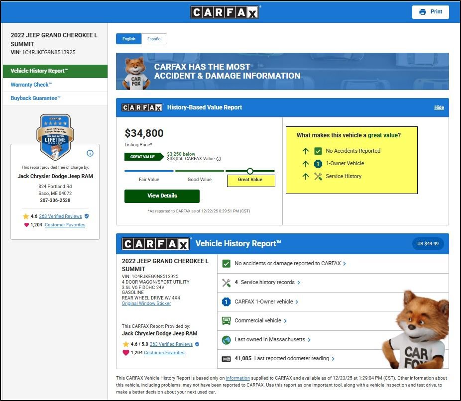 Used 2022 Jeep Grand Cherokee L Summit w/ Luxury Tech Group V image 11