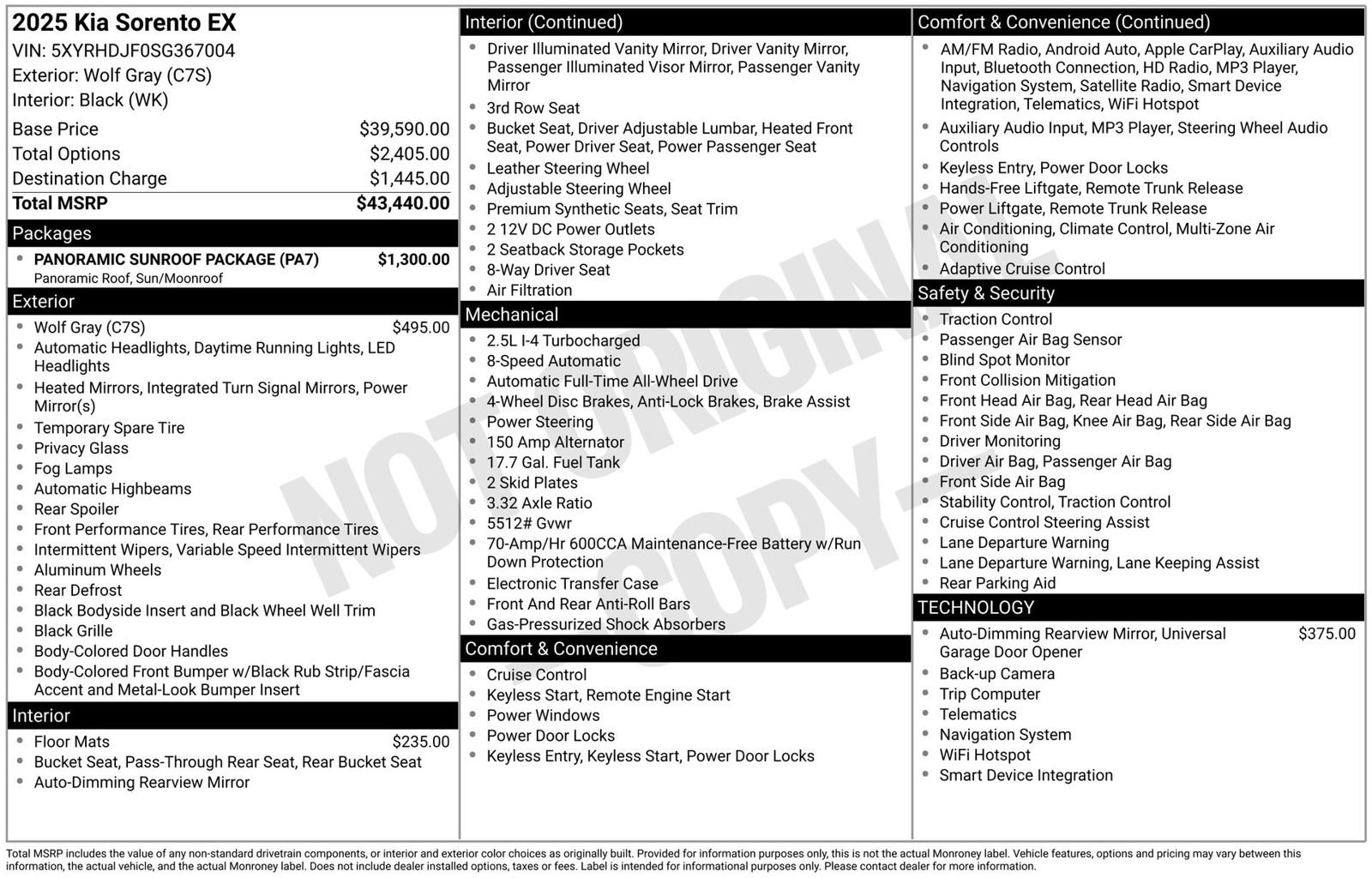 Used 2025 Kia Sorento EX w/ Panoramic Sunroof Package image 3