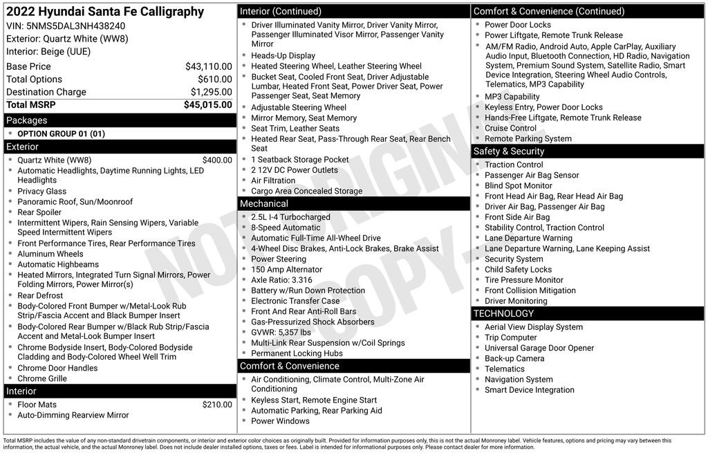 Used 2022 Hyundai Santa Fe Calligraphy AWD/4WD image 40
