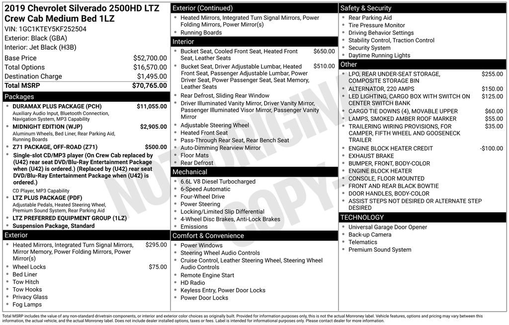 Used 2019 Chevrolet Silverado 2500 LTZ w/ Duramax Plus Package AWD/4WD image 55