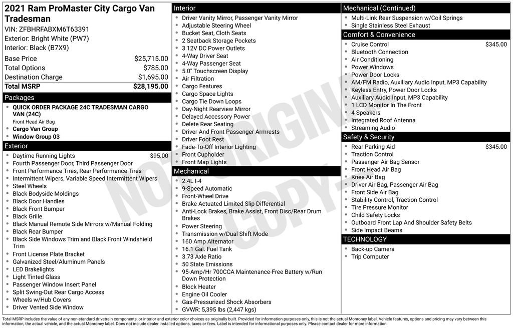 Used 2021 RAM ProMaster City Tradesman FWD image 3