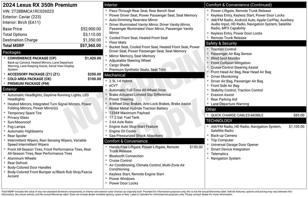Used 2024 Lexus RX 350h w/ Convenience Package AWD/4WD image 27
