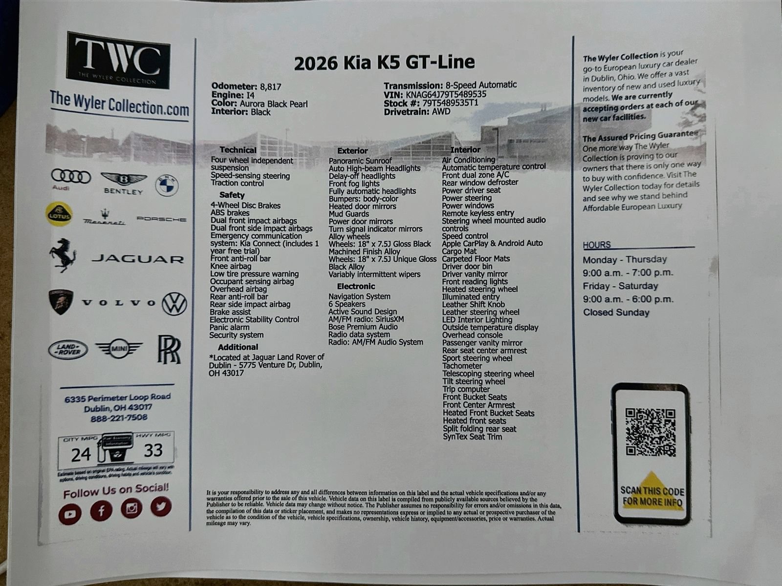 Used 2026 Kia K5 GT-Line w/ GT-Line Premium Package AWD/4WD image 48