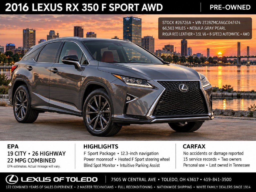 Used 2016 Lexus RX 350 F Sport w/ Accessory Package AWD/4WD image 3