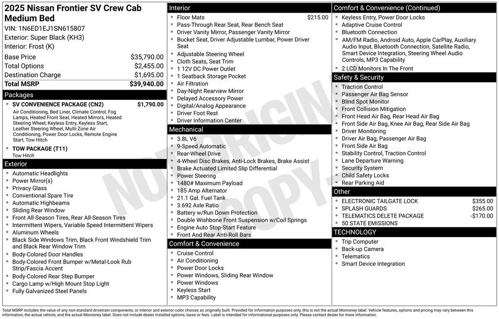 Used 2025 Nissan Frontier SV w/ SV Convenience Package RWD image 5