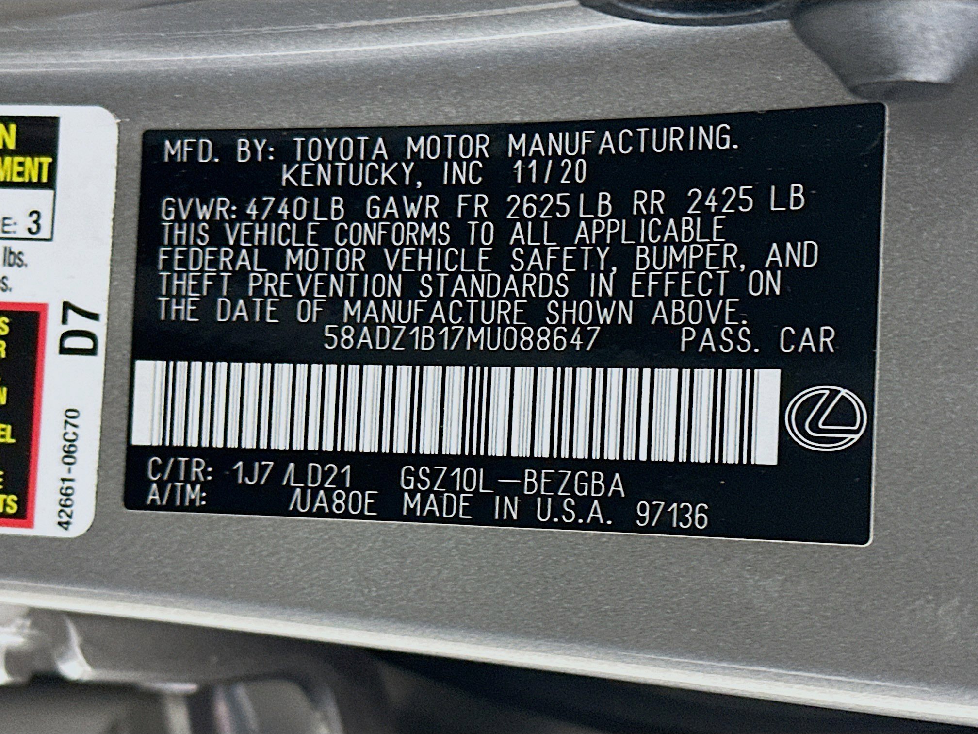 Used 2021 Lexus ES 350 w/ Premium Package image 12