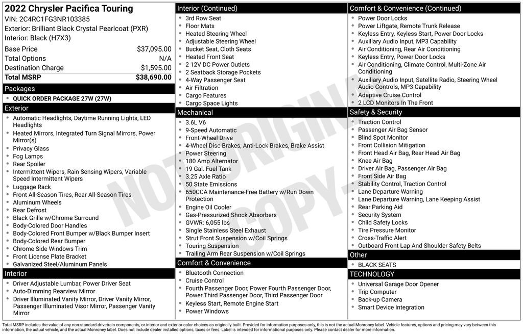 Used 2022 Chrysler Pacifica Touring FWD image 28