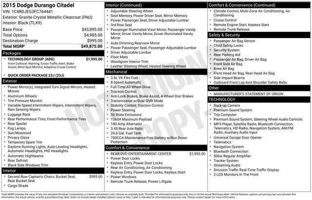 Used 2015 Dodge Durango Citadel w/ Technology Group AWD/4WD image 15