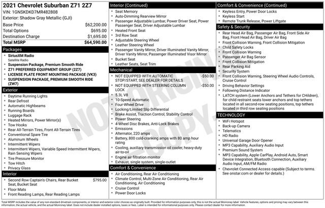 Used 2021 Chevrolet Suburban Z71 AWD/4WD image 14
