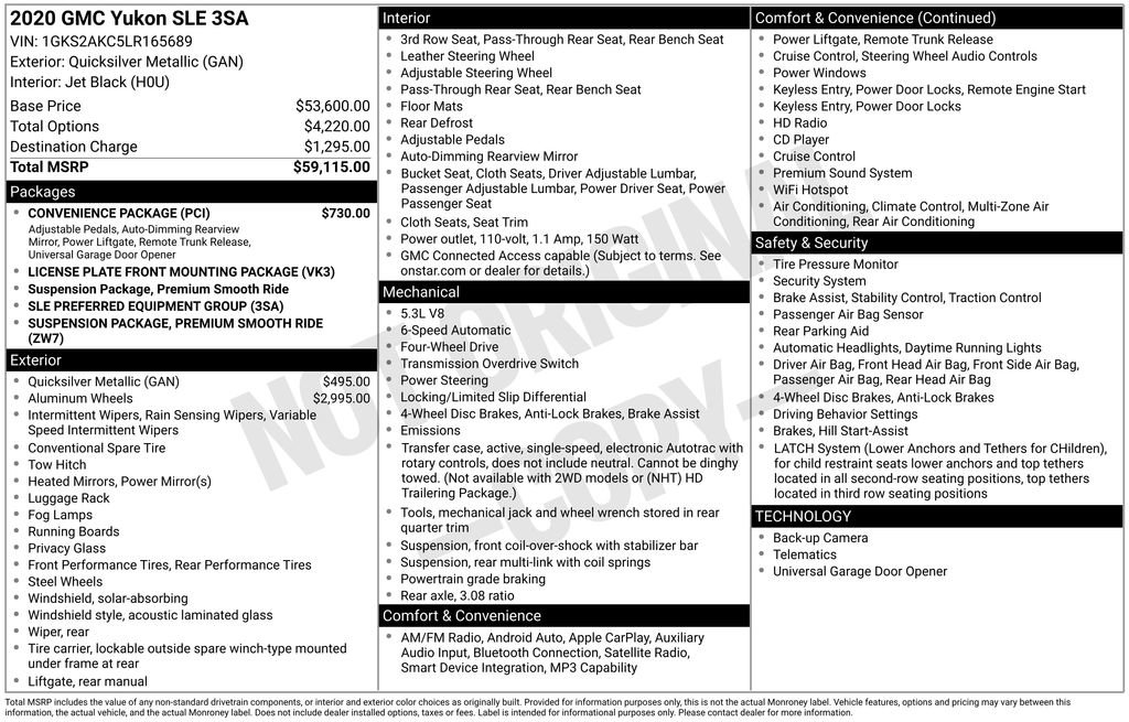 Used 2020 GMC Yukon SLE w/ Convenience Package image 39