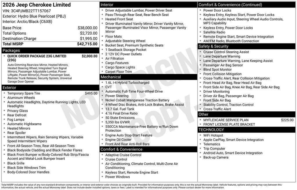 New 2026 Jeep Cherokee Limited AWD/4WD image 42