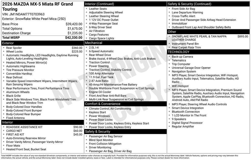 New 2026 MAZDA MX-5 Miata RF Grand Touring RWD image 21