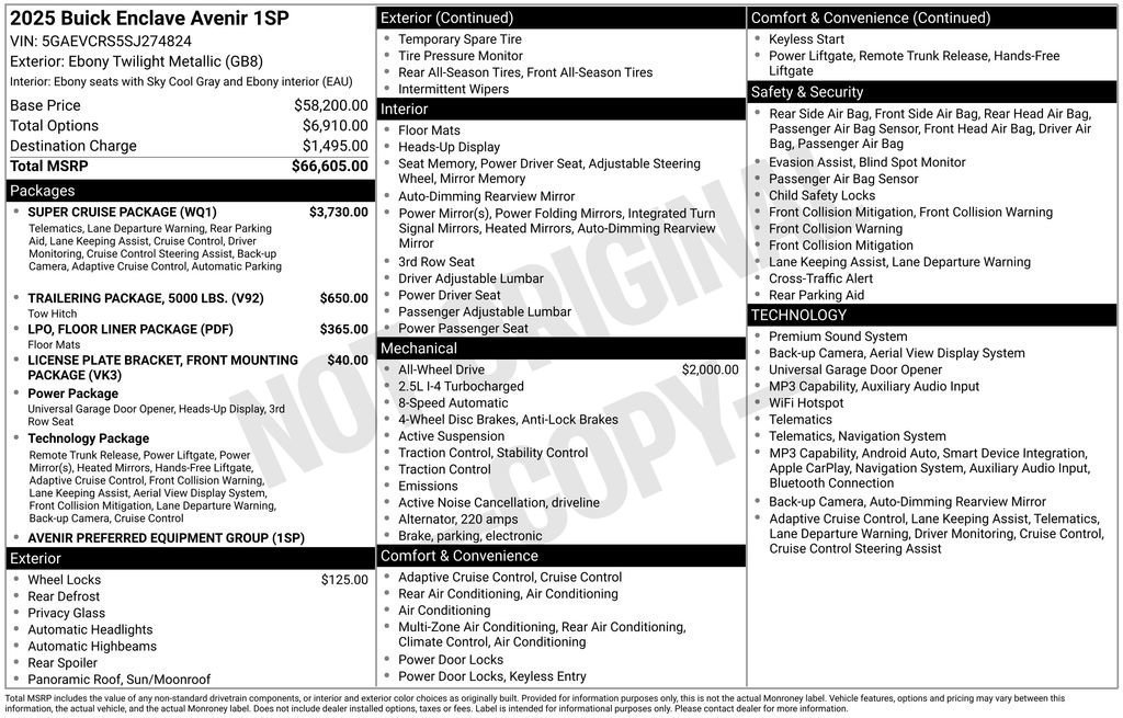 Certified 2025 Buick Enclave Avenir w/ Super Cruise Package AWD/4WD image 50