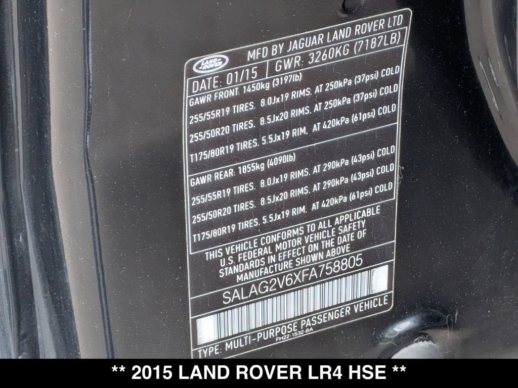 Used 2015 Land Rover LR4 HSE AWD/4WD image 32