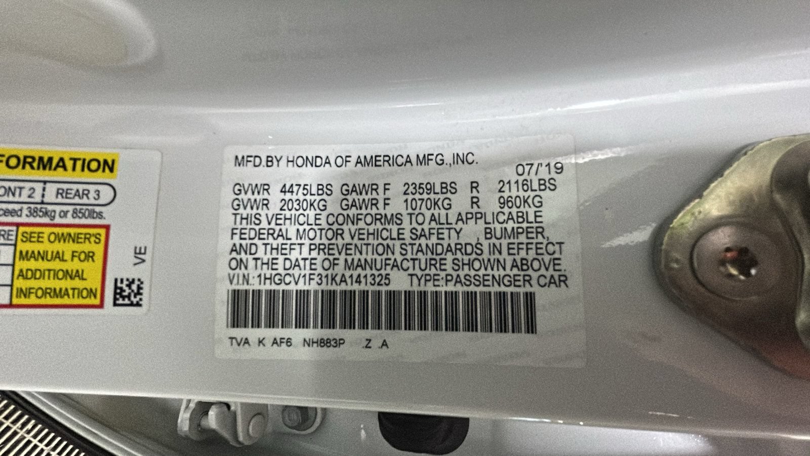 Used 2019 Honda Accord Sport image 10