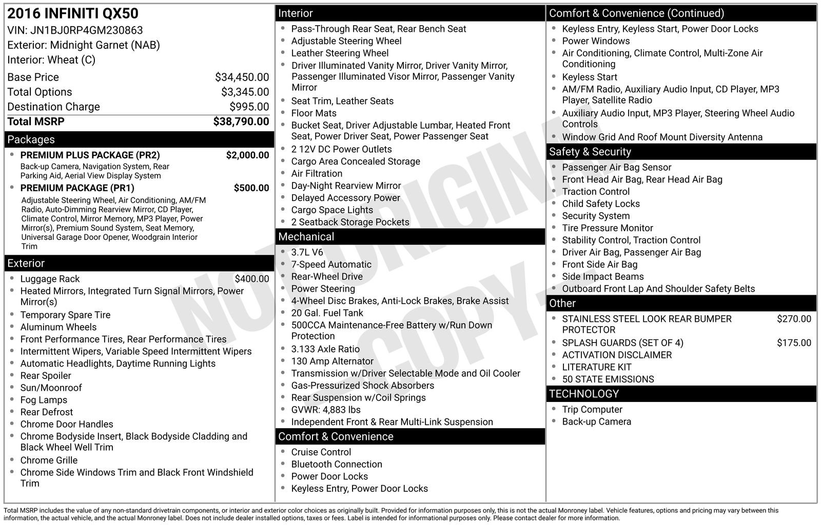 Used 2016 INFINITI QX50 2WD w/ Premium Plus Package image 4