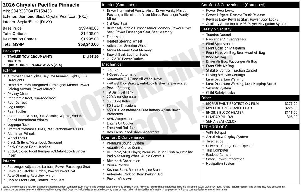 New 2026 Chrysler Pacifica Pinnacle w/ Trailer Tow Group image 36