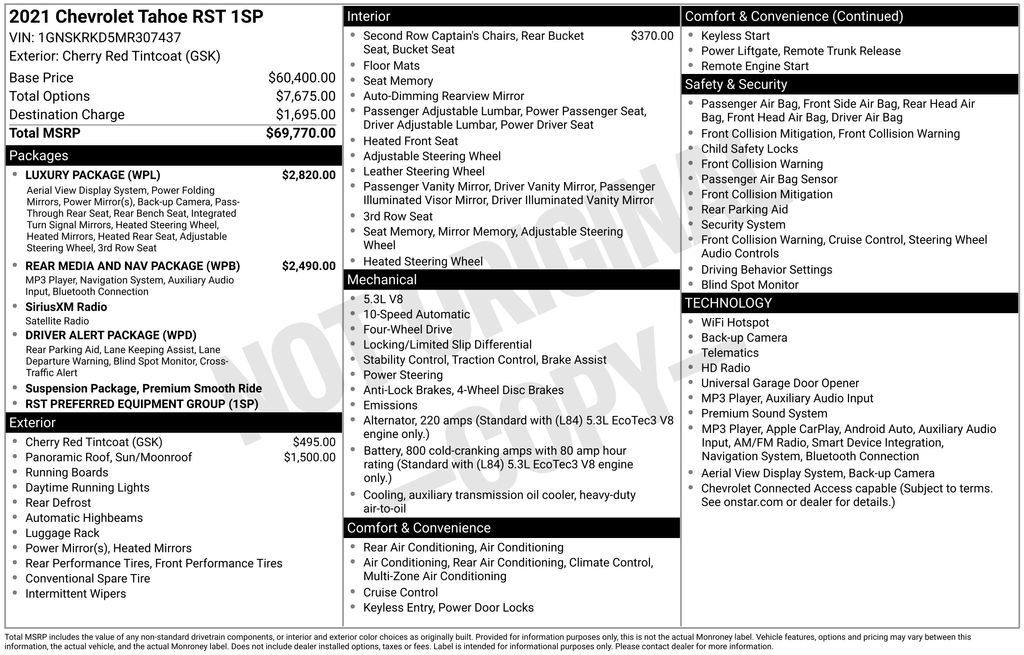 Used 2021 Chevrolet Tahoe RST w/ Luxury Package AWD/4WD image 43