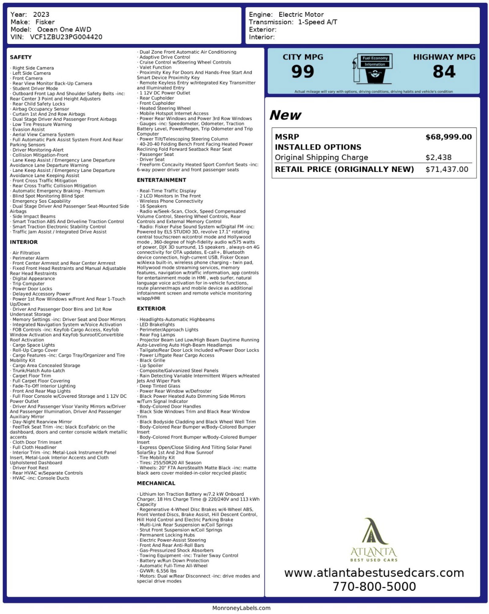 Used 2023 Fisker Ocean One image 52